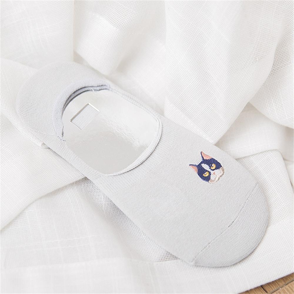 New Girls' Funny Summer Spring Cute Embroidered Kitten Invisible Sokken Cat Claw Footprint Women's Soft Cotton Socks Dropship