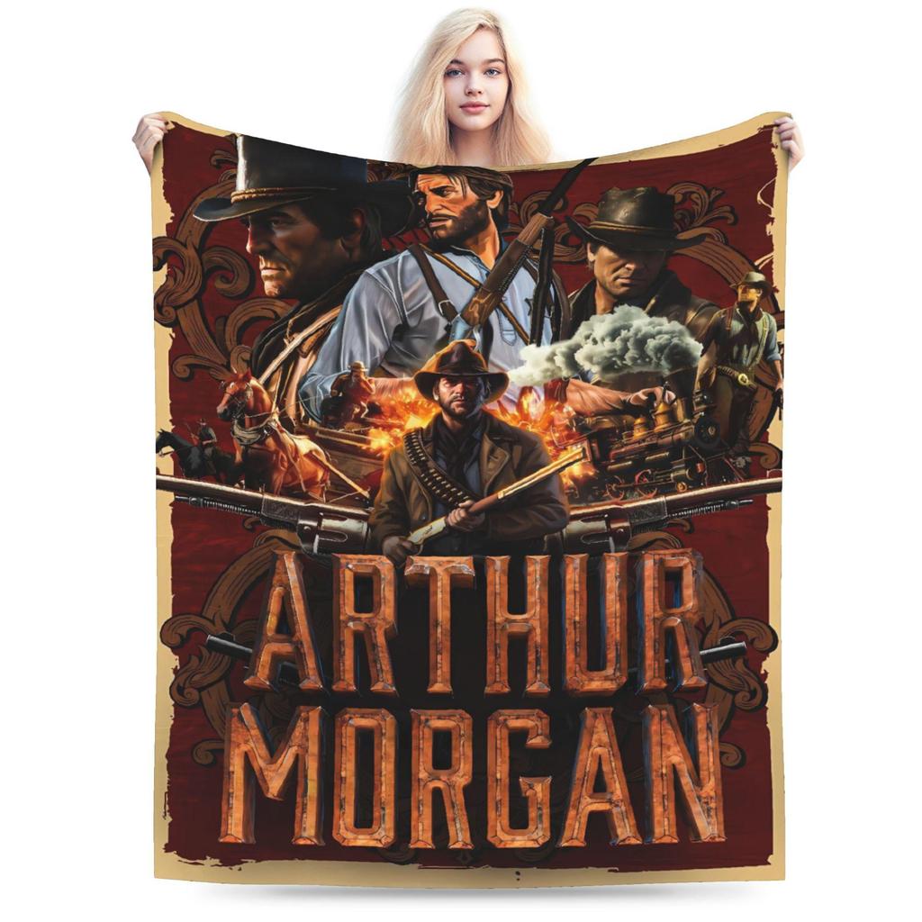 Red Dead Redemption 2 Blanket Warm Soft Graphic Plush Bedding Throws For Bedroom Airplane Travel Flannel Bedspread Bed Cover