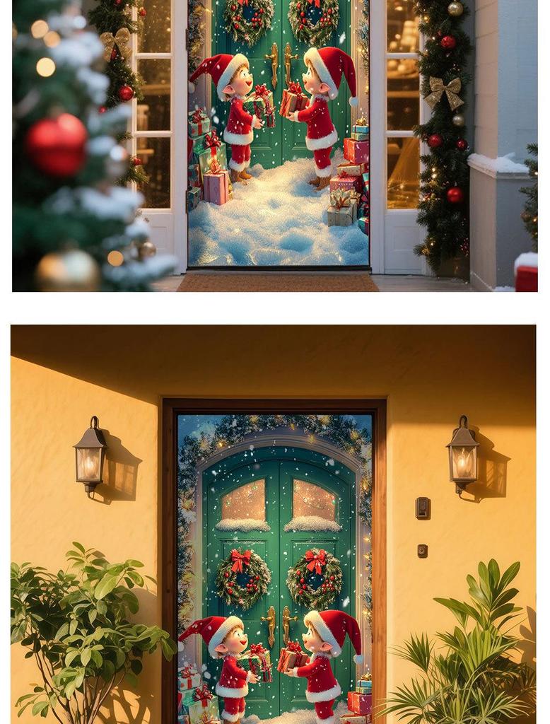 Cross-Border JIT Christmas Door Hanging Tapestry: Festive Decoration for Party and Room