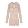 MODKOKU Floral Open Korean Sweet Wedding Long Size M Women's All-Lace Dress, V-Neck, Lace, Neck, Sexy, Sheer, Style, Elegant, Dress, Stylish, Cute,