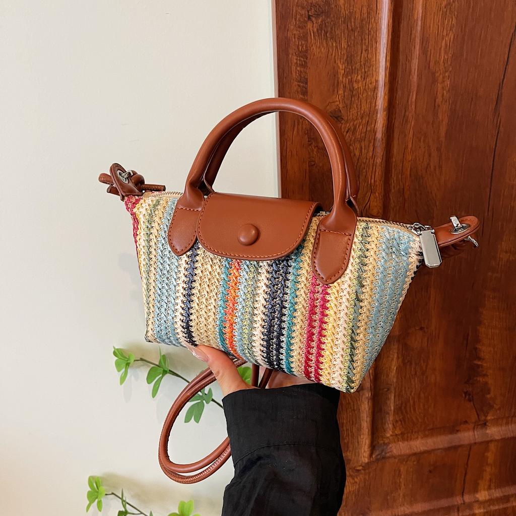 Straw Bag Women  New Summer Braided Small Handbag Fashion Everything Single Shoulder Cross-body Basket Bag