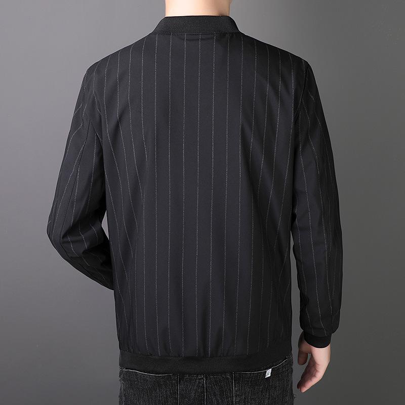 New Autumn and Winter Jacket for Men's Jacket for Middle-aged Korean Style Loose Cotton Thick Striped Men's Tops Versatile