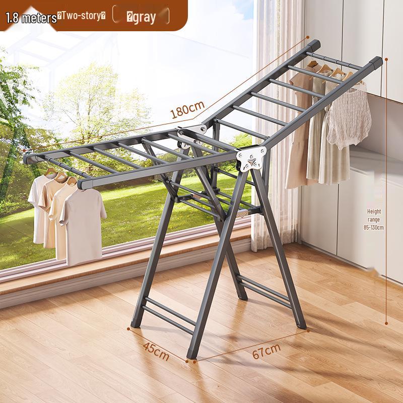 Adjustable Foldable Clothes Drying Rack for Indoor/Outdoor Use - Ideal for Bedroom, Balcony, and Baby Items.