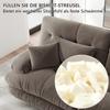 Cloud Corner Sofa for Living Room, Chenille Double Sofa with 2 Lumbar Pillows and 2 Decorative Pillows, Solid Wood Frame, Chenille Brown