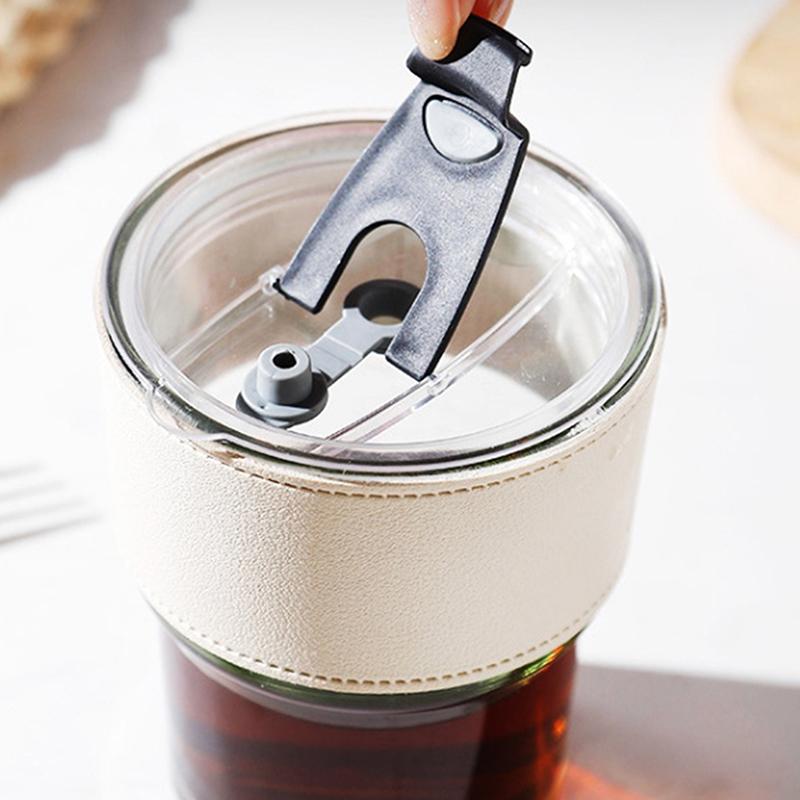Cană Creativă de Sticlă pentru Cafea cu Capac, Cană cu Pâlnie pentru Băuturi, Ceai cu Lapte, Cafea Americană cu Gheață, Cana de Lapte din Sticlă