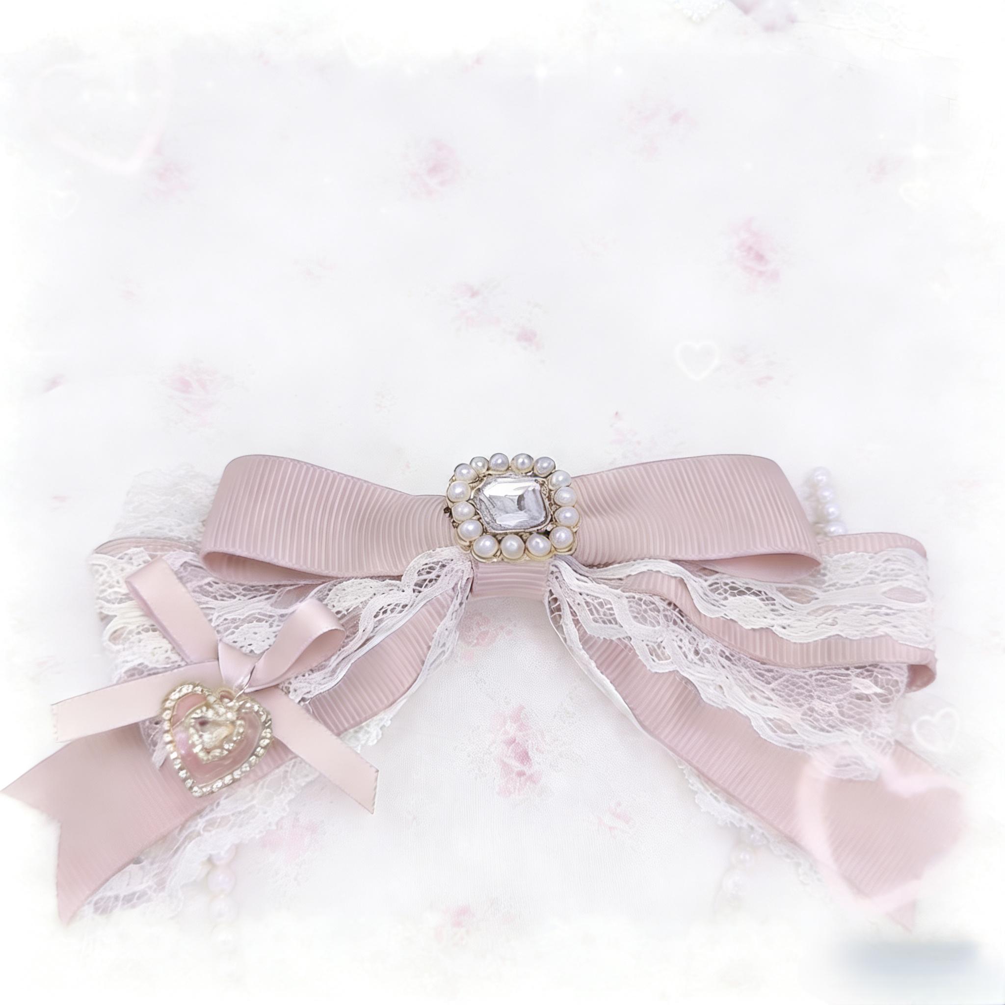 

hair accessories Hair band Woman y2k accessories Headband hair woman Lolita cosplay hairband lace pearl Japanese style JK bow розовый