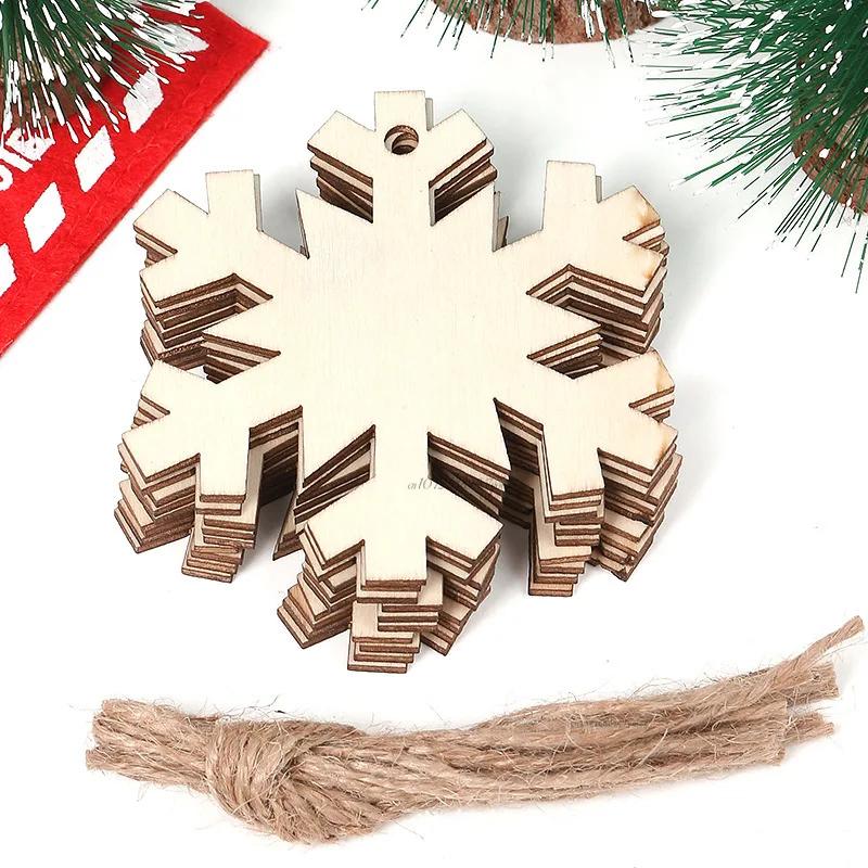 4pcs DIY Wood Christmas Ornament Unfinsihed Wooden Christmas Tree Hanging Decorations for DIY Craft Xms Home Party Decor