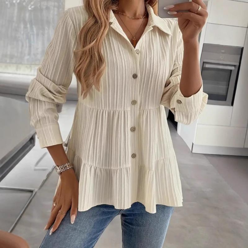 Women Solid Color Fashionable Comfortable Casual Long Sleeve Shirt