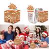 Gingerbread Man Pattern Christmas Theme Holiday Decor Paper Gift Box Money Box