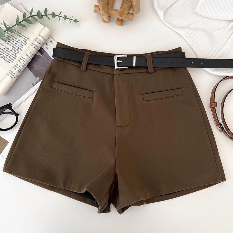 Petite Women's High-Waisted Tweed A-Line Shorts - Slimming, Versatile, Casual Wide-Leg for Autumn/Winter (XS)