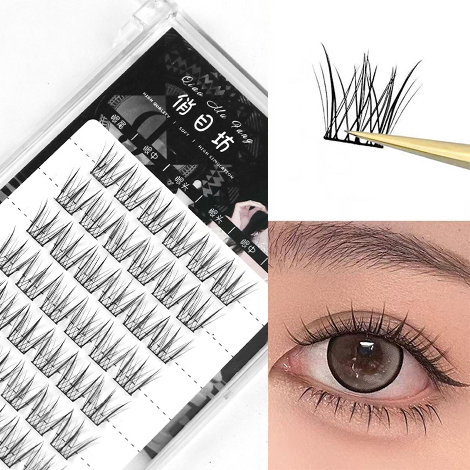 Korean Style Natural False Eyelashes Segmented Lazy Single Cluster Fake Lashes For Women Bird Chirp