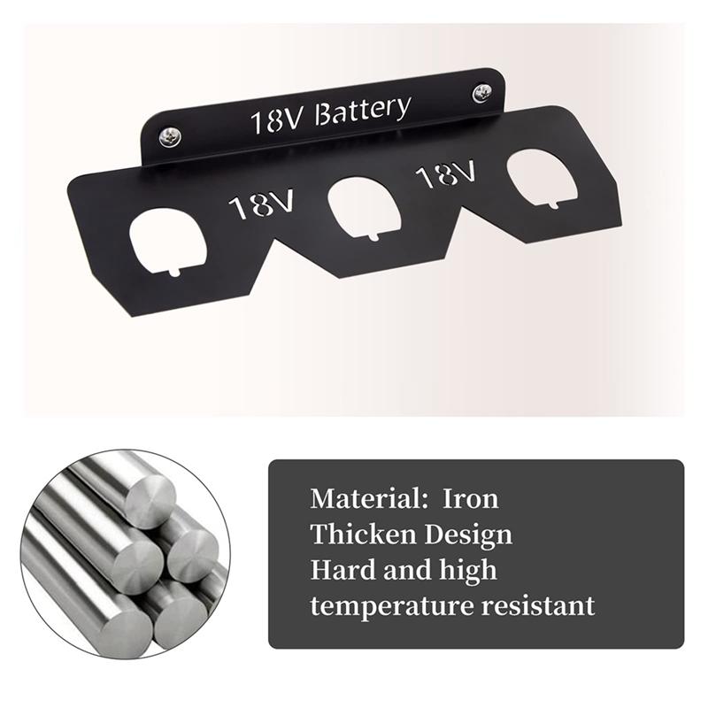 AEE2-Battery Holder, Wrought Iron 18V Battery Storage, 18V Battery Holder , Mount Wall Rack For 18V Batteries