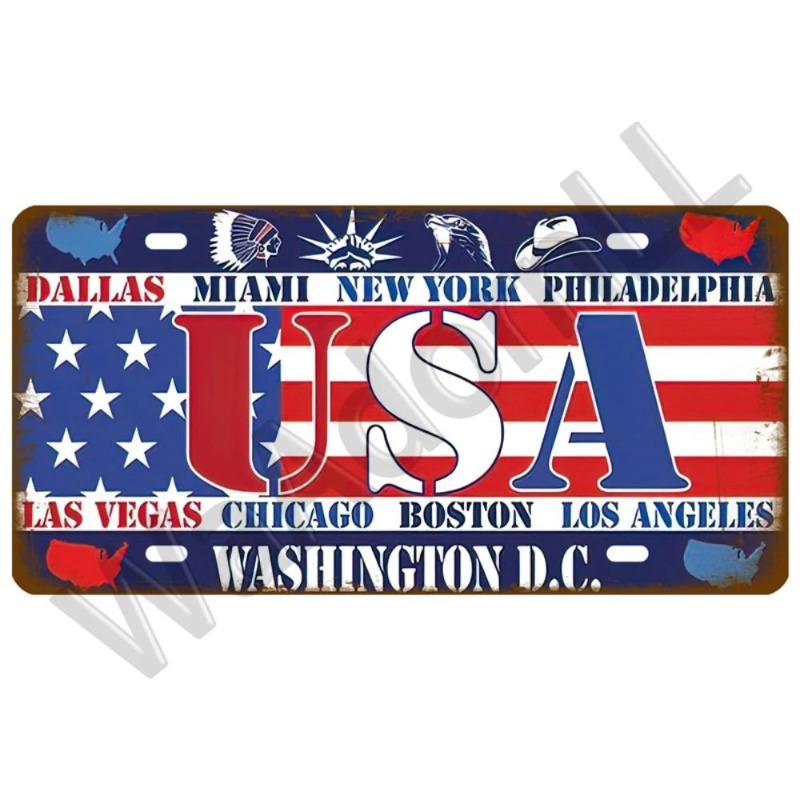 Retro Car 2D Metal Sign, Aluminum Wall Decor 15x30cm