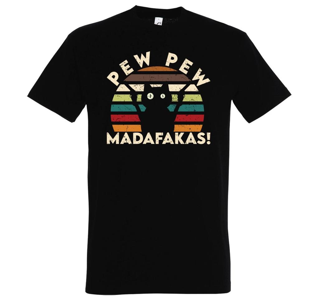 Youth Designz Pew Pew Madafakas Men's Cat Father Printed T-Shirt Cute Funny