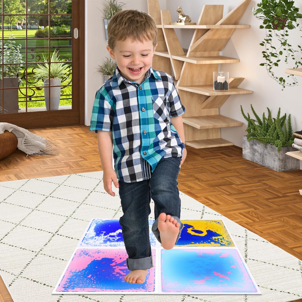 Bunte Sensorische Flüssigkachel Taktile Sensorische Bodenmatte für Früherziehung Sensorisches Training Spielzeug Kinder