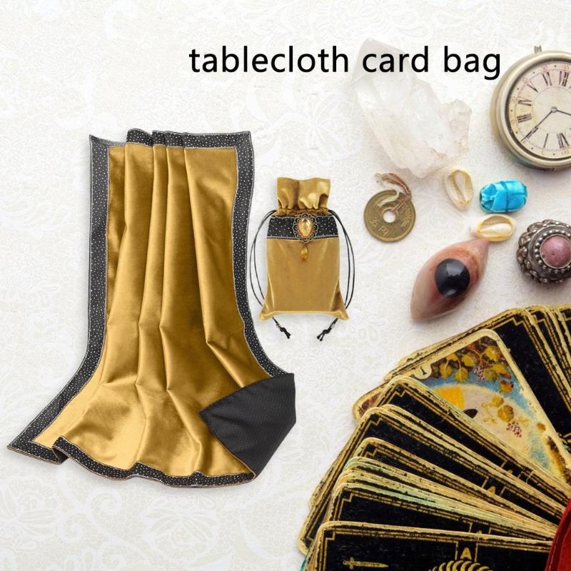 Square Divinations Tapestry Thick Nonslip Astrologys Tablecloth Tarots Card Tablecloth Table Cloth with Drawstring Bag