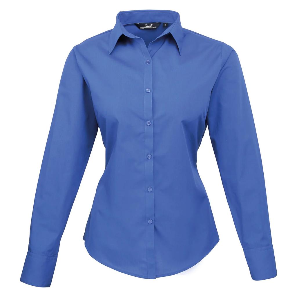 Premier Womens/Ladies Poplin Long-Sleeved Blouse