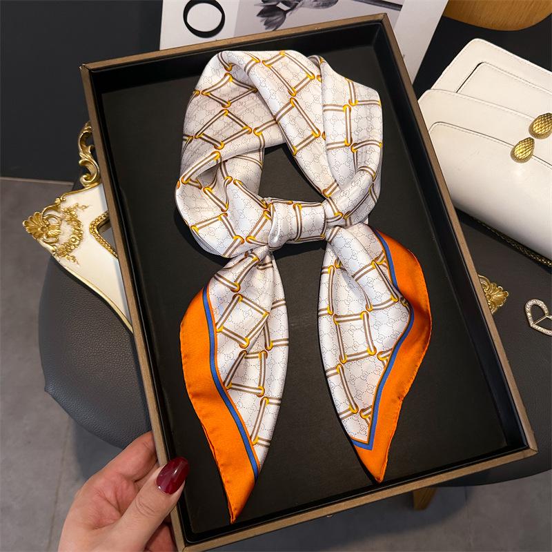 Women's 70cm Leopard Print Silk Scarf - Versatile Square Scarf for Professional and Casual Wear