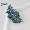 Collar Pin Brooch Imitation Crystal Inlaid Leaf Design Pin-Type Sparkling