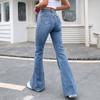 Flare Jeans Pants Women Vintage Denim Ladies Jeans Women High Waist Fashion Stretch Pocket Trousers Plus Size Wide Leg Jeans