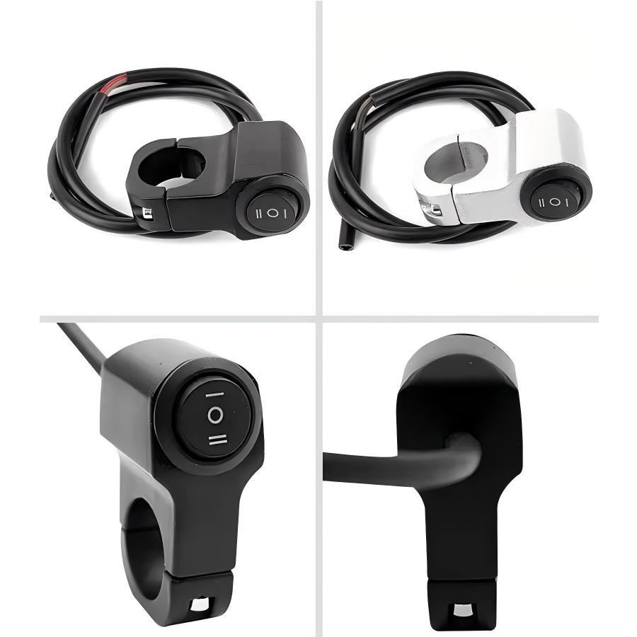 22mm 7/8in Aluminum Alloy Universal Motorcycle Handlebar Headlight Switch Three-position Waterproof Switch 12V Fog Spotlight Ret