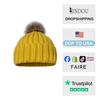 Autumn Winter New Fashion Beanie Acrylic Pullover Solid Color Knitted Hairball Velvet Padded Flanging Plus Custom Winter Hats