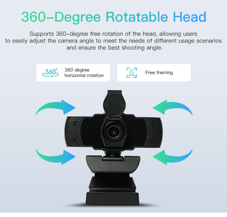 1080P HD USB Webcam with Microphone for Live Broadcast & Video Conferencing