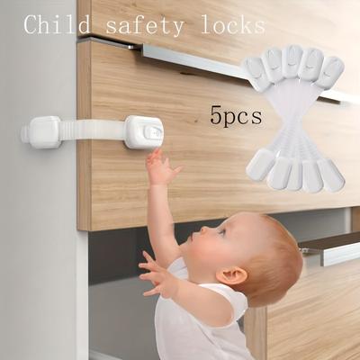 5pcs Children's Safety Lock Baby Drawer Lock Protection Cabinet Anti-Clip Refrigerator Plastic Lock Buckle Protect Children's Safety Door Lock