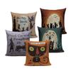 Halloween Pillow Cushion Cover  Linen Size 45*45 Orange Pumpkin Print Decor Pillows Cojines Housse De Coussin