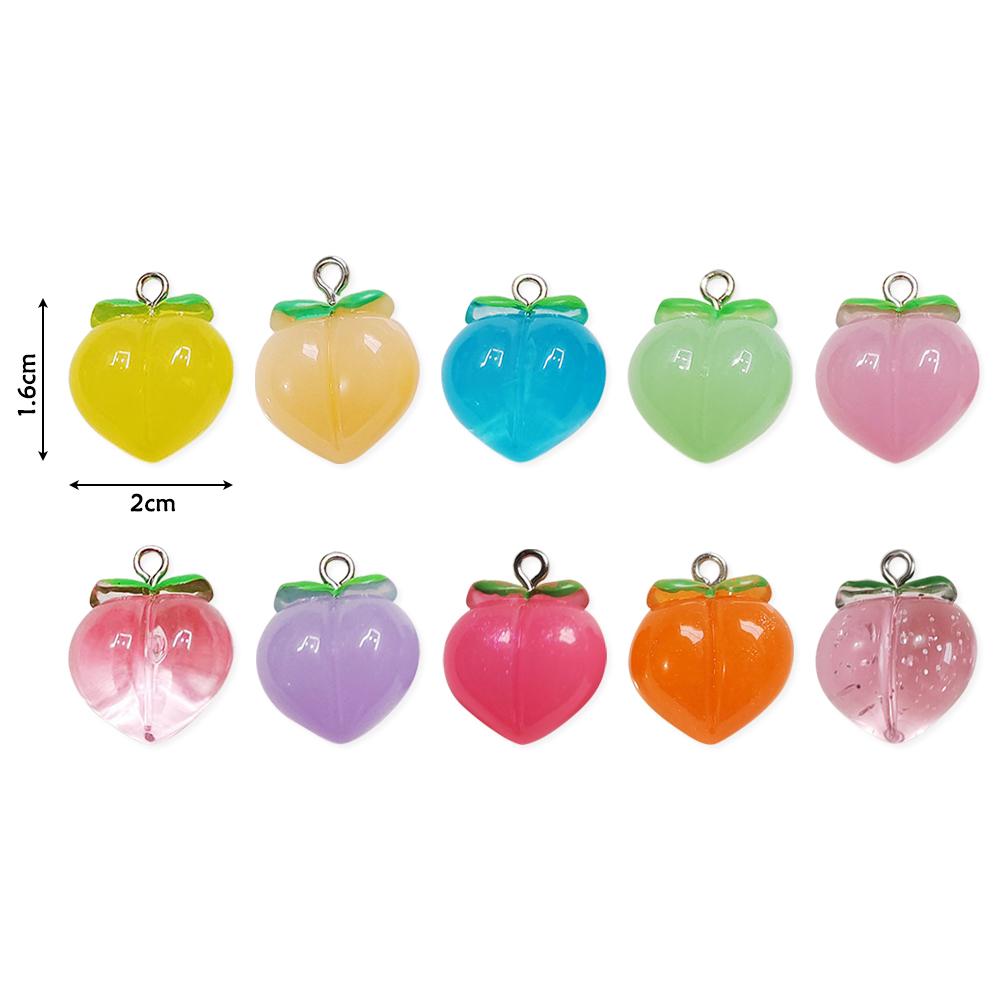 10 buc. Brelocuri cu piersici transparente Pandantive cu fructe Legături 3D Ornamente agățate Accesorii pentru realizarea de bijuterii