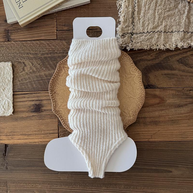 Women’s Japanese JK Lolita Milky White Slouchy Knit Boot Cover Mid-Calf Leg Warmers