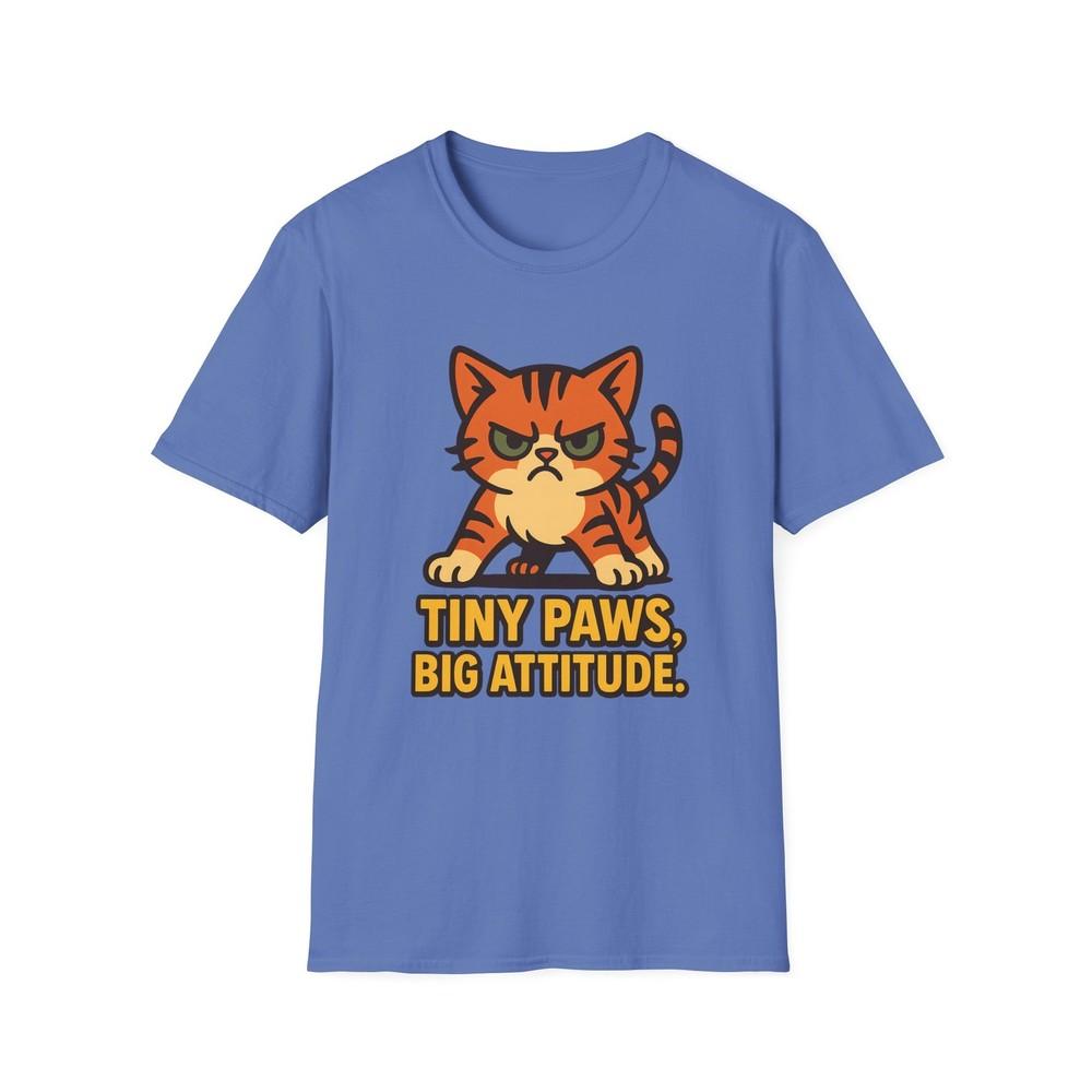 

Unisex Softstyle T-Shirt Stubby Leg Kitten Funny Tiny Paws Big Attitude Cat Tee 2XL