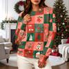 Women's Casual Long Sleeve Christmas Print Neck Pullover Sweatshirt Top