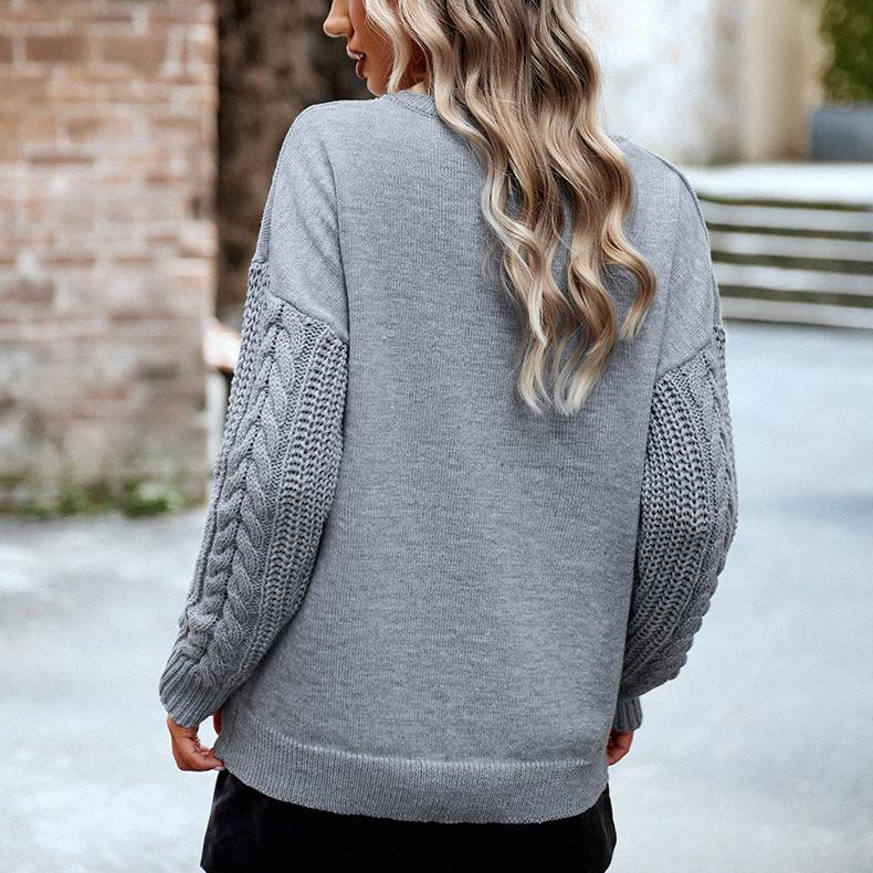 2026 New Women's Round Neck Sweater, Casual Long Sleeve Knit Top for Autumn Winter Daily Wear