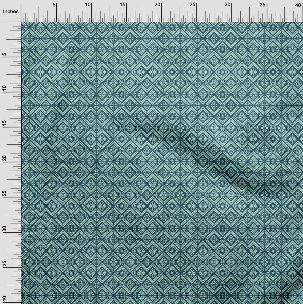 oneOone Cotton Flex Dark Teal Blue Fabric Geometric Diy Clothing Quilting Fabric Print Fabric By Yard 40 Inch