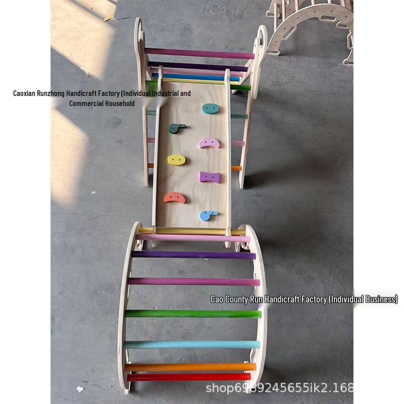 Wooden Indoor Climbing Frame & Slide Set for Toddlers and Children