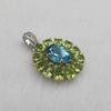 Sace Gems Anhänger für Damen, 925er Sterlingsilber, natürlicher Schweizer Blautopas und Peridot, Halskette, edler Schmuck, Geschenke