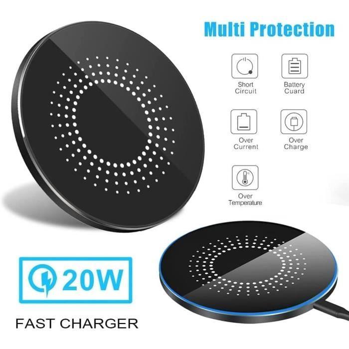 Chargeur sans Fil 20W Compatible avec Samsung Galaxy S24/S23/S22/S21/S20/S10,Chargeur sans Fil Qi Compatible avec iPhone 14/13/12