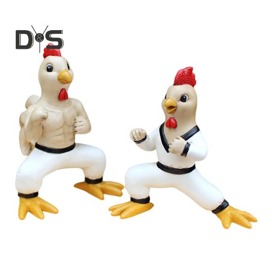 

2 шт. фигурка цыпленка кунг-фу, смоляная фигурка бойца цыпленка, мультяшная скульптура животного для домашнего офиса, внутреннего и наружного украшения сада, орнамент 1 Set