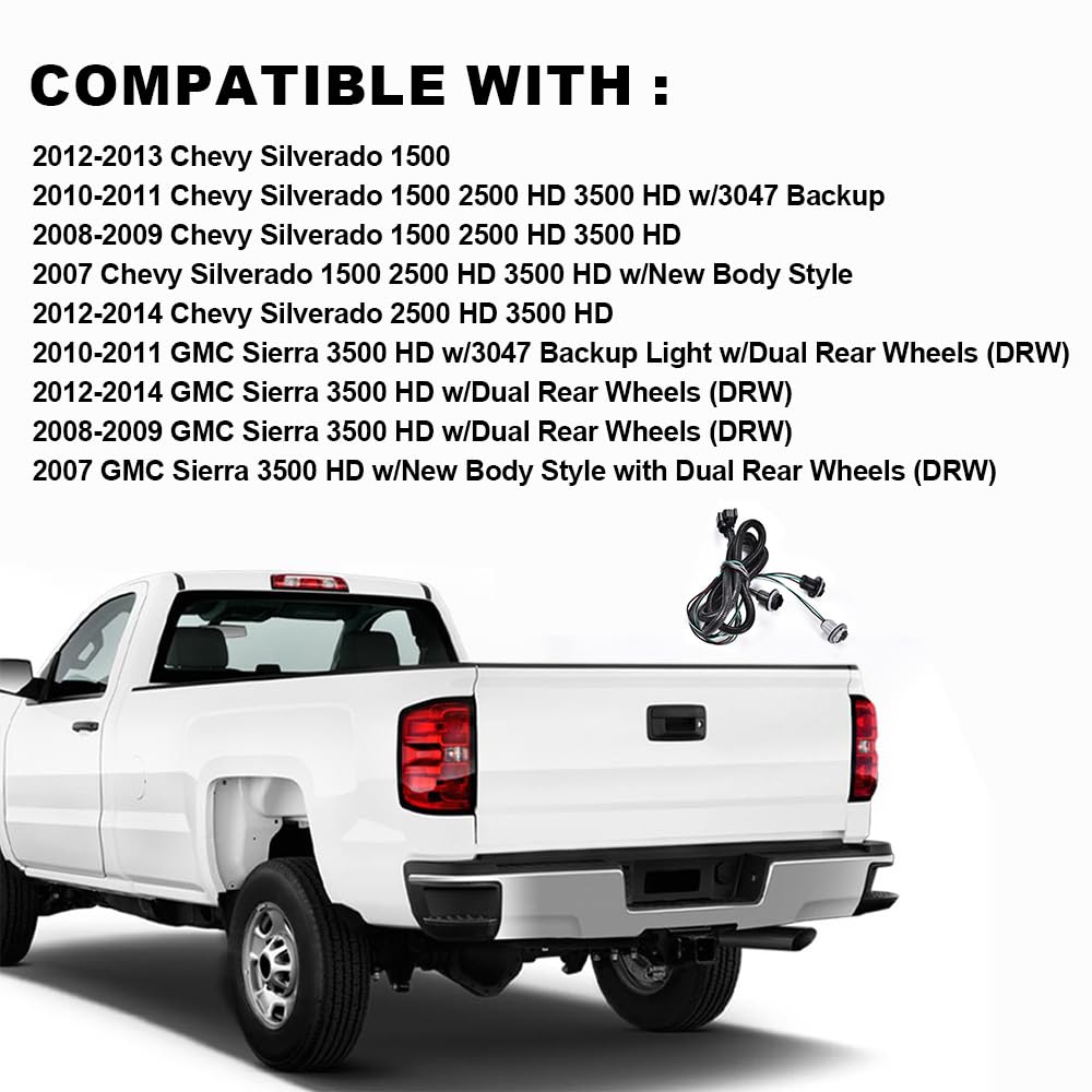 Tail Light Wiring Harness Compatible with 2007 2008 2009 2012 2013 2014 Chevy Silverado 1500 2500HD 3500HD/ 2007-2014 GMC Sierra 3500HD Tail Light