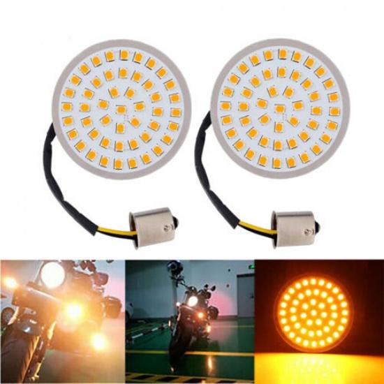 1156 Bullet Amber LED Light Front Turn Signal Lamps Fit For Harley Softail Dyna