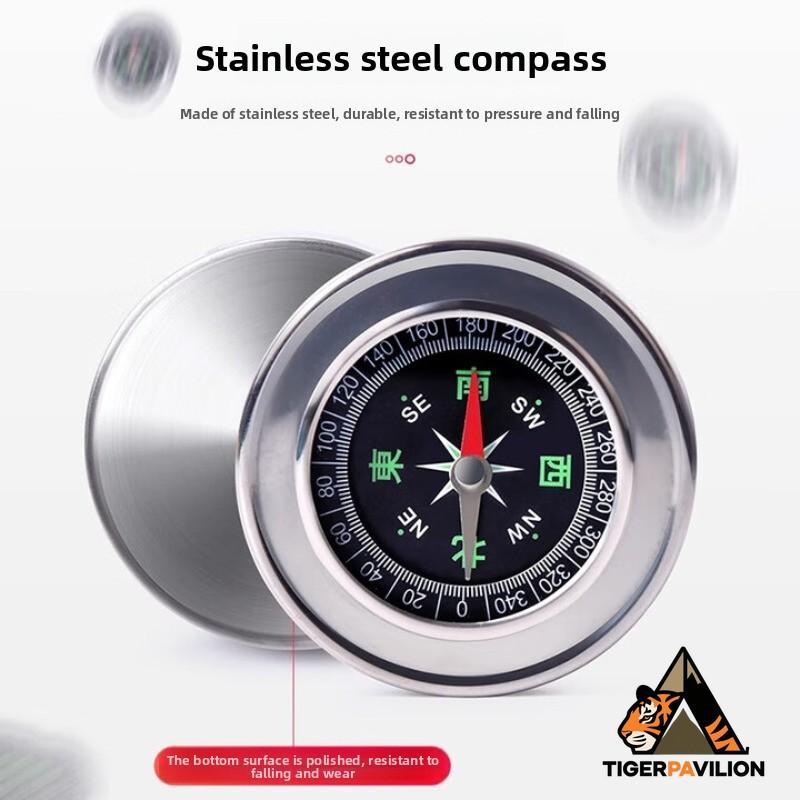 

Tiger Pavilion Compass Portable Outdoor Survival Mountaineering Stainless Steel Compass Lightweight and Portable