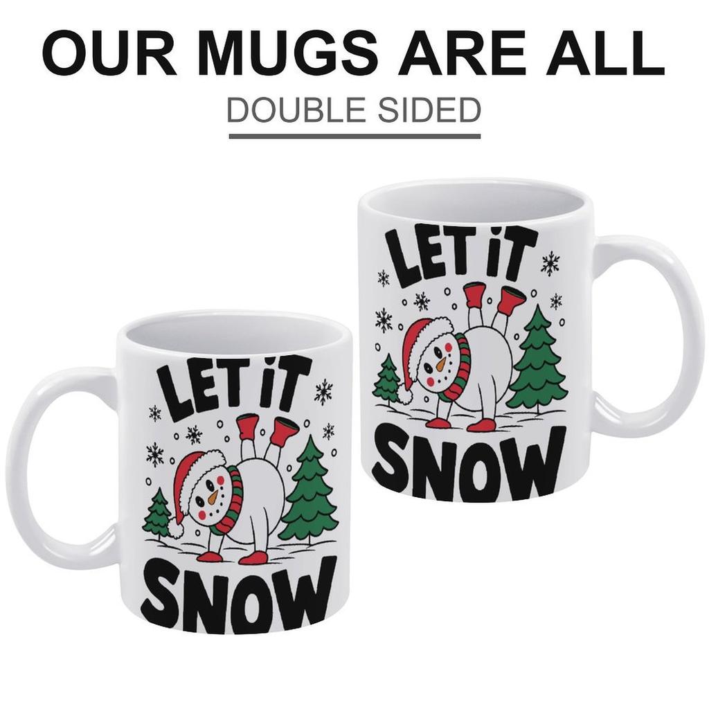 1pc 11oz Blank Ceramic Mug, Double-sided Printed Drink Cup, Solid Ceramic Body, Smooth Interior, Clean White Style for Modern Home Living