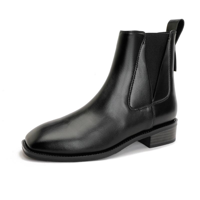 Fashion 2025 new style women's Chelsea boots Low heel square toe elastic sleeve female boots Large size non-slip short boots for women