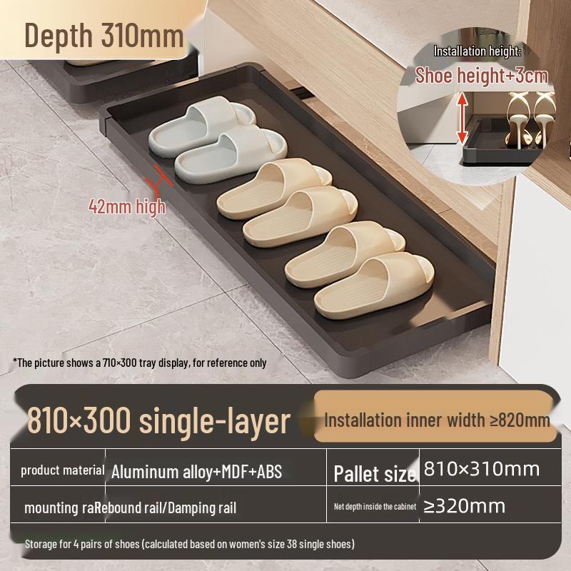 Shoe Cabinet with Kick Drawer and Slide Rail for Hallway