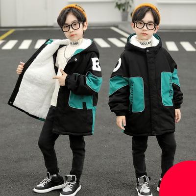 Boys Winter Coat Fashion Hooded Warm Padded Jackets Print Velvet Parkas