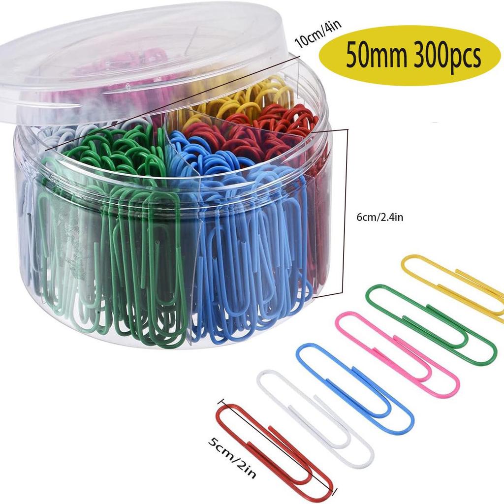 Colorful Large Paperclips & Binder Clips: Nickel-Plated Silver Office Stationery for Bookmarks and Test Papers.