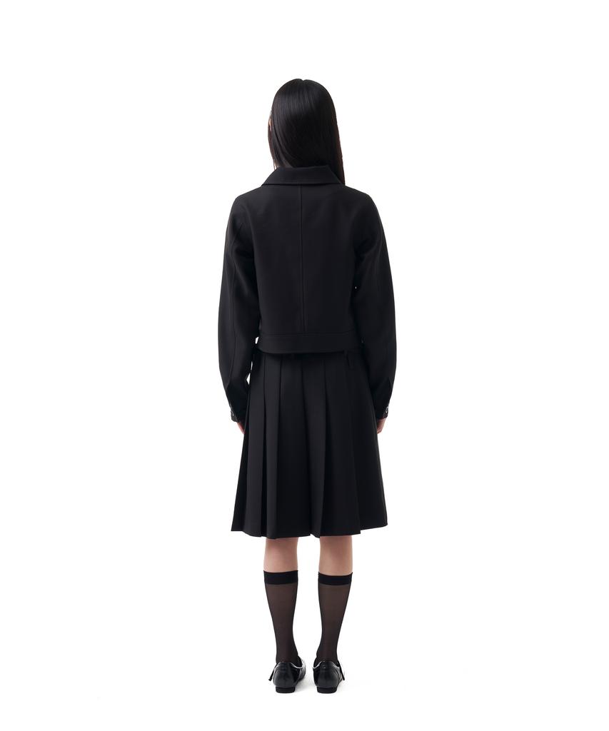 Iuga Makaras Belted Bag Pleats Midi Skirt (Black)