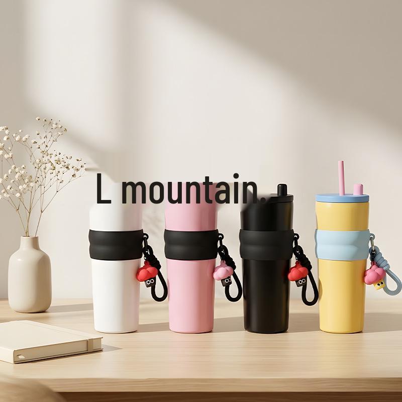 Car Ice Cooler Cup with Straw - 304 Stainless Steel Insulated, Large Capacity Household Water Cup  