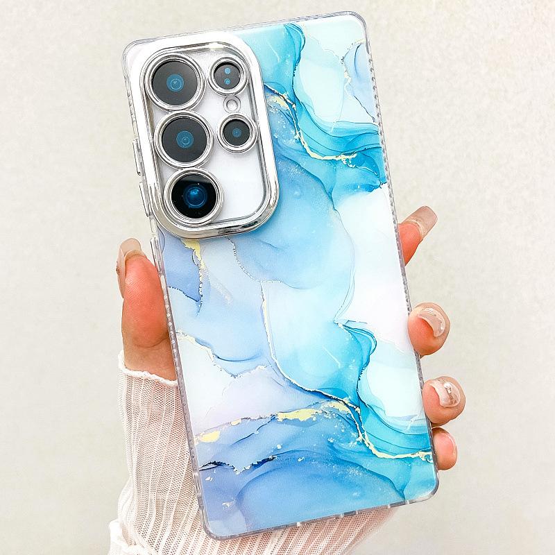 Suitable for New Samsung S25 Ultra Mobile Phone Case S24plus Double Sided Coated Imd Electroplated Marble A55 Case